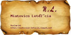 Miatovics Letícia névjegykártya
